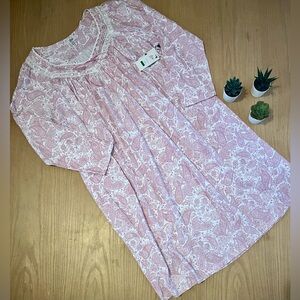 NWT Aria Long Sleeve Cotton Knit Nightgown in Paisley Print